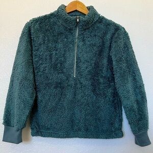 2/$30 Girls Sunset West fuzzy faux shearling teddy zip up jacket.  Teal color.